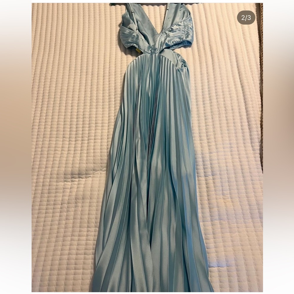 Abecrombie Satin Pleated Cutout Maxi Dress - Picture 2 of 3